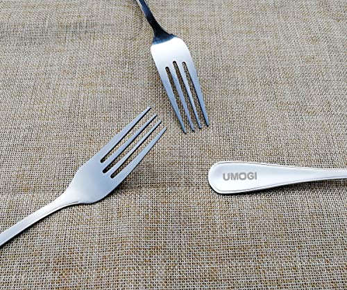Steak Knives and Forks Set of 8 - Premium Stainless Steel, Polished Shiny Blade & Handle Dishwasher Safe - Straight Edge Non Serrated - Kitchen Tableware Knives Cutlery Set,Dinner Forks & knives UMOGI - Thumbnail 3