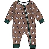 Biayxms Infant Baby Boy Girl Mallard Duck Romper Jumpsuit Long Sleeve Zip Up Duck One Piece Overalls Hunting Baby Clothes
