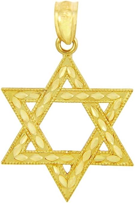 10k Gold Jewish Charm Pendant - Star Of David With Cross Center For Necklace