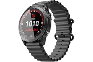 NotoCity Compatible with Garmin Fenix 6X/6X Pro Band, 26mm Ocean Silicone Sport Watch Band for Fenix 5X, Fenix 5X Plus, Fenix 7X, Instinct 2X Quatix 6X, Quatix 7X, Enduro 2, Tactix Delta