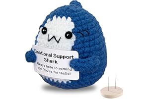 AicooFest Emotional Support Shark Positive Crochet Animals Shark Decor Gifts Inspirational Pickle Potato Handmade Funny Knitted Stuffed Animals Nuggets for Women Men Coworkers Friend Birthday Gifts
