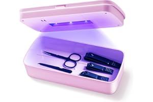 Nail Tool Sterilizer - LXIANGN Portable USB Charge Nail Tool Cleaner Box Machine for Manicure Salon,Jewelry, Phone, Lash Tweezers,Nail Tech Supplies (Pink)