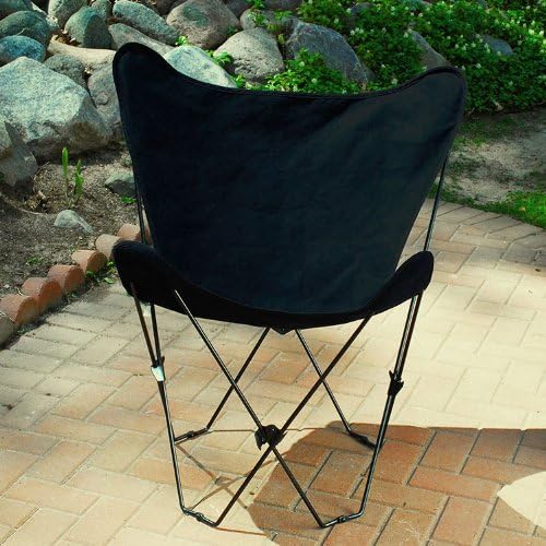 The Hamptons Collection Retro Folding Butterfly Chair and Ebony Black Cover with Black Frame