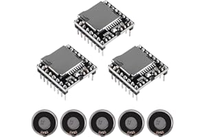 3PCS Mini MP3 Player Audio Module with 5PCS Metal Shell Round Internal Magnet Speaker 2W 8Ohm MP3 Voice Decode Board TF Card 
