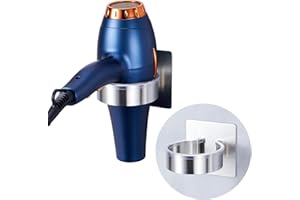 Oukimly Hair Dryer Holder Wall Mounted, Blow Dryer Holder, Hair Tool Organizer for Hair Dryer Storage Hanger, Adhesive Hairdryer Holder for Bathroom Barber Shop (Silver)