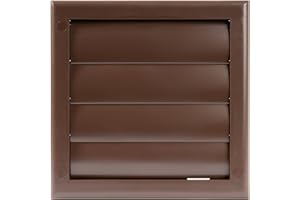 ECOPRO VENT Plastic 4" Brown Dryer Vent Cover with Flange - Exhaust Ventilation Grille with Shutters - Louvered Air Vent for Bathroom, Kitchen, Garage various Ventilation Systems Ø3.9" / 7.5" x 7.5"