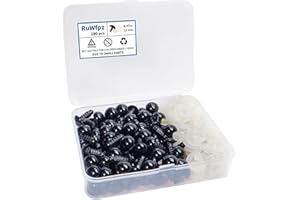 RuWfpz Safety Eyes Amigurumi Eyes for Crochet Animals 12mm - 100 Pcs Doll Crochet Eyes with Washers, Black Plastic Safety Eye