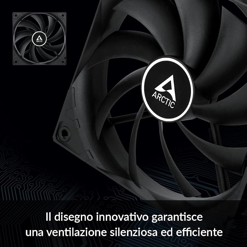 F12 PWM - 120 mm PWM Ventola PC, CPU Silenzioso, Controllo Tecnologia PWM, Configurazione Push e Pull, Ventilazione 230-1350 RPM, 0,3 Sone - Nero