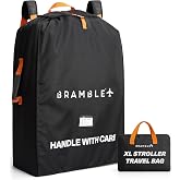 Bramble XL Double Stroller Travel Bag for Airplane 40 x 26 x 16 Inch Black | Fits Double, Twin &amp; Oversized Single Strollers for Gate Check, Water-Resistant Ballistic Nylon, Backpack Straps &amp; Carry Pouch