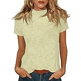 Short Sleeve Tops for Women Fashion Mock Neck Boho Casual T Shirts Vacation Summer Blouses Tie Dye Spring Tops Fashion