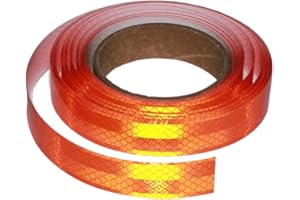 tuyrchu Orange Reflective Stickers 1 inch X 16 feet for Trucks, Waterproof Outdoor Reflective Tape, Safety Caution Reflector Conspuicy, High Visibility Warning Adhesive Reflective Strips.