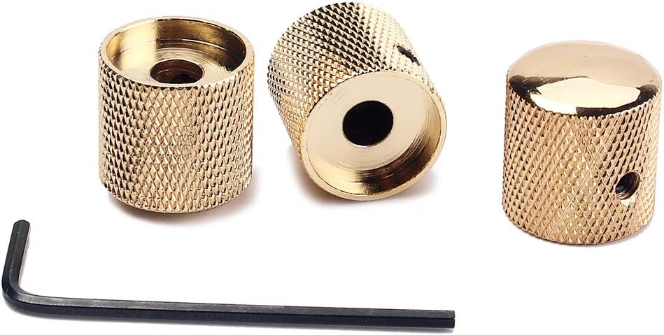 Alnicov 3Pcs Guitar Knobs Metal Dome Knurled Barrel For Electric Guitar Parts (Gold) - Image 3