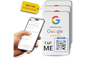 Google Review Tap Sticker with Smart Tap NFC & QR Code for Instant Reviews- Compatible with iPhone and Android - Boost Business Reviews Quickly - Powered by Upgraving (3 Stickers)