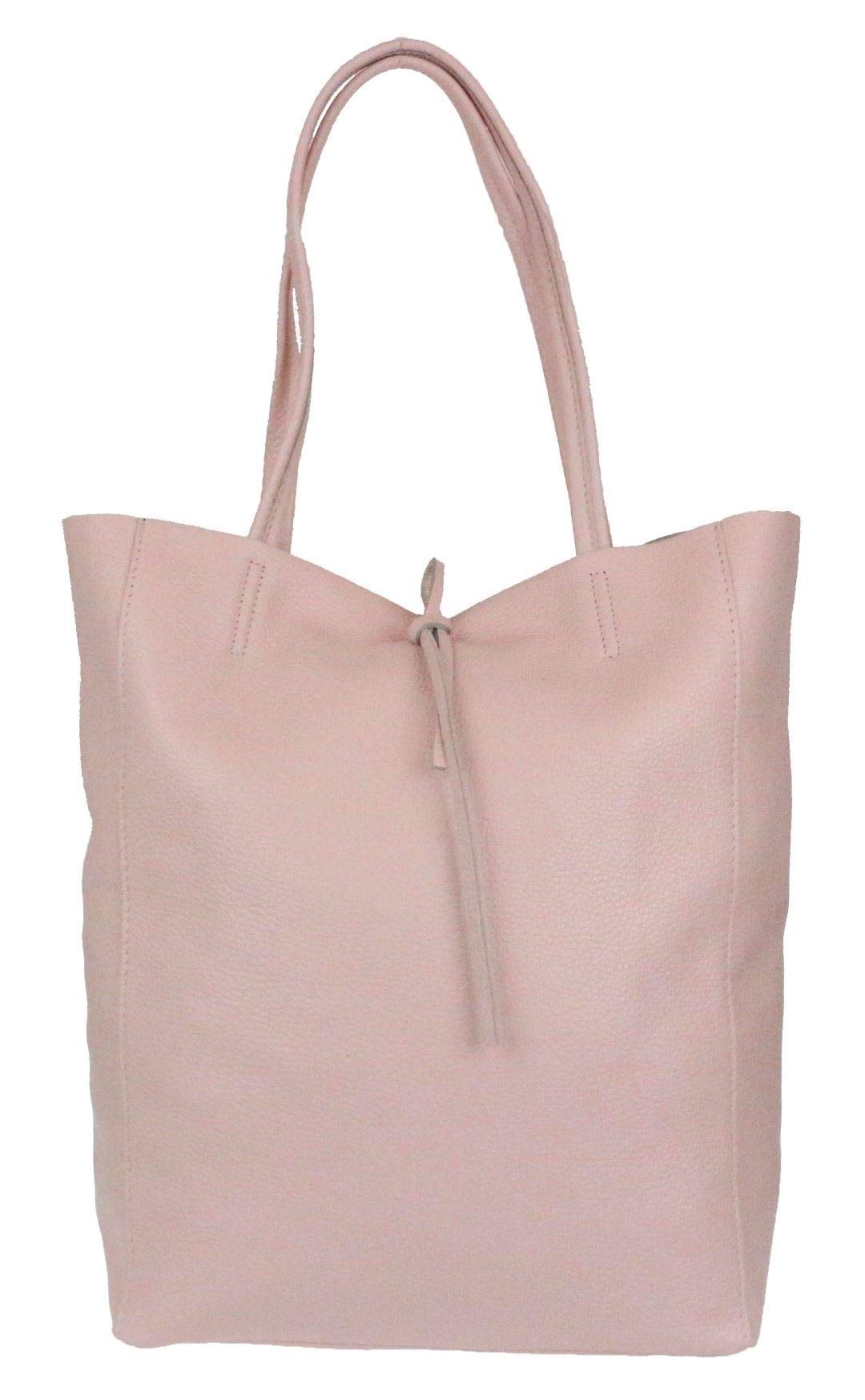 Girly Handbags Open Top Genuine Leather Handbag - Pinky Nude