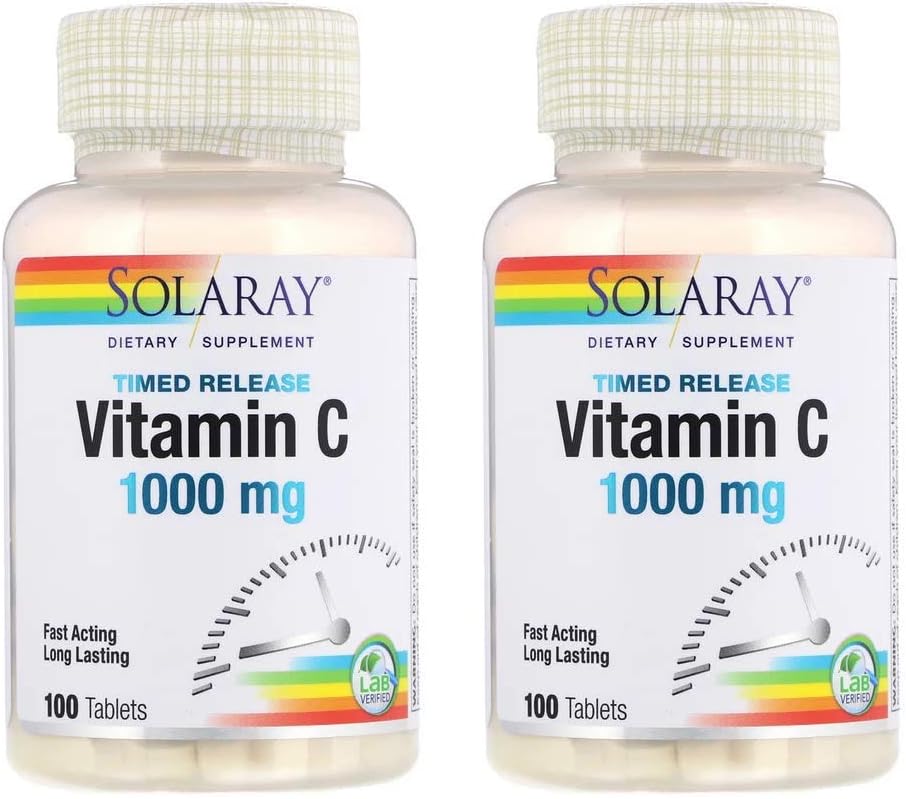 SolaRay Time Release Vitamin C 1000 Milligrams (100 Tablets) Pack of 2