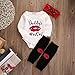 3 PC Newborn Infant Baby Boy Girl Daddy's Red Lips Dot Headband Romper Outfits