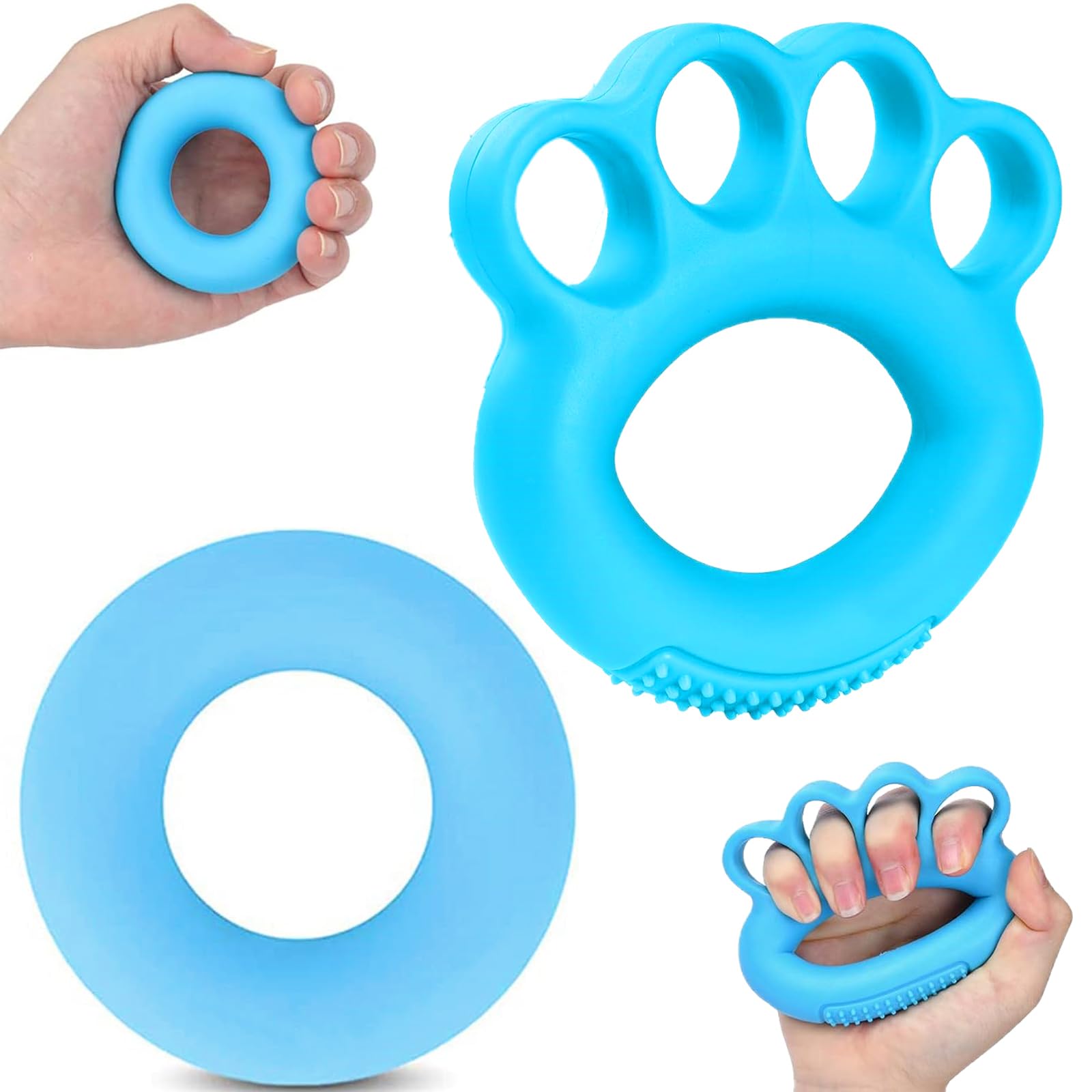 JEOPKO 2pcs stress balls for adults, 35 LB blue balls, Silicone hand grips strengthener Relief Arthritis Elderly People Kids Therapy and Training, adults exercise