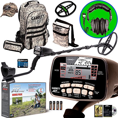 Garrett AT PRO Metal Detector Bonus Pack with Headphones, Backpack, Pouch, Hat and Searchcoil Cover