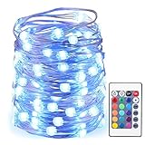 AMIR LED String Lights, 50 LED/16.4ft With Battery Operated Remote Control super brighter Lights, Waterproof IP65, 16 Colors Decorative Lights for Outdoor Parties Christmas (Low voltage, Non plug in)