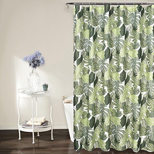 KindoBest Leaves Pattern Green Shower Curtains for Bathroom Waterproof/Easy Care Polyester Fabric Stall Curtain Extra Long Size (71×79 Inch)