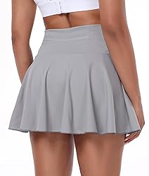 Tivifox Womens Grey Pleated Skorts High Waisted