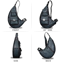 Genuine Leather Large Sling Bag for Men and Women