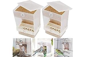 Parrot Automatic Feeder,No-Mess Bird Feeder,Cage Accessories for Budgerigar Canary Cockatiel Finch Parakeet Seed Food Container by Old Tjikko (2pc Screw-Fixed Bird Feeder)