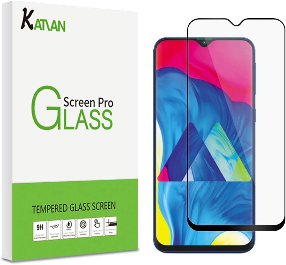 [2 Pack] KATIAN Compatibe Samsung Galaxy M10 Screen Protector, HD Full Coverage Protector[Anti-Scratch] [No-Bubble], 9H Tempered Glass Film for Samsung Galaxy M10 [Black]