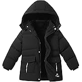 UVIPC 6-12 Years Boys Winter Coat Kids Warm Jacket Wind Water-Resistant Puffy Coats Outwear Toddler Hood Fleece Inner