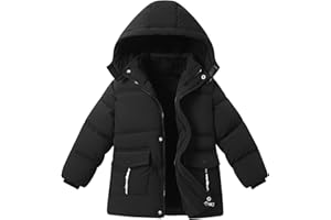 UVIPC 6-12 Years Boys Winter Coat Kids Warm Jacket Wind Water-Resistant Puffy Coats Outwear Toddler Hood Fleece Inner