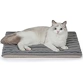 Self Warming Cat Bed, 22x16 Inch Reversible Two-Sided Use Self Heating Mat for Cats and Dogs, Washable Pets Crate Pad for Indoor & Outdoor Use, Non-Slip & Cozy Flannel Base