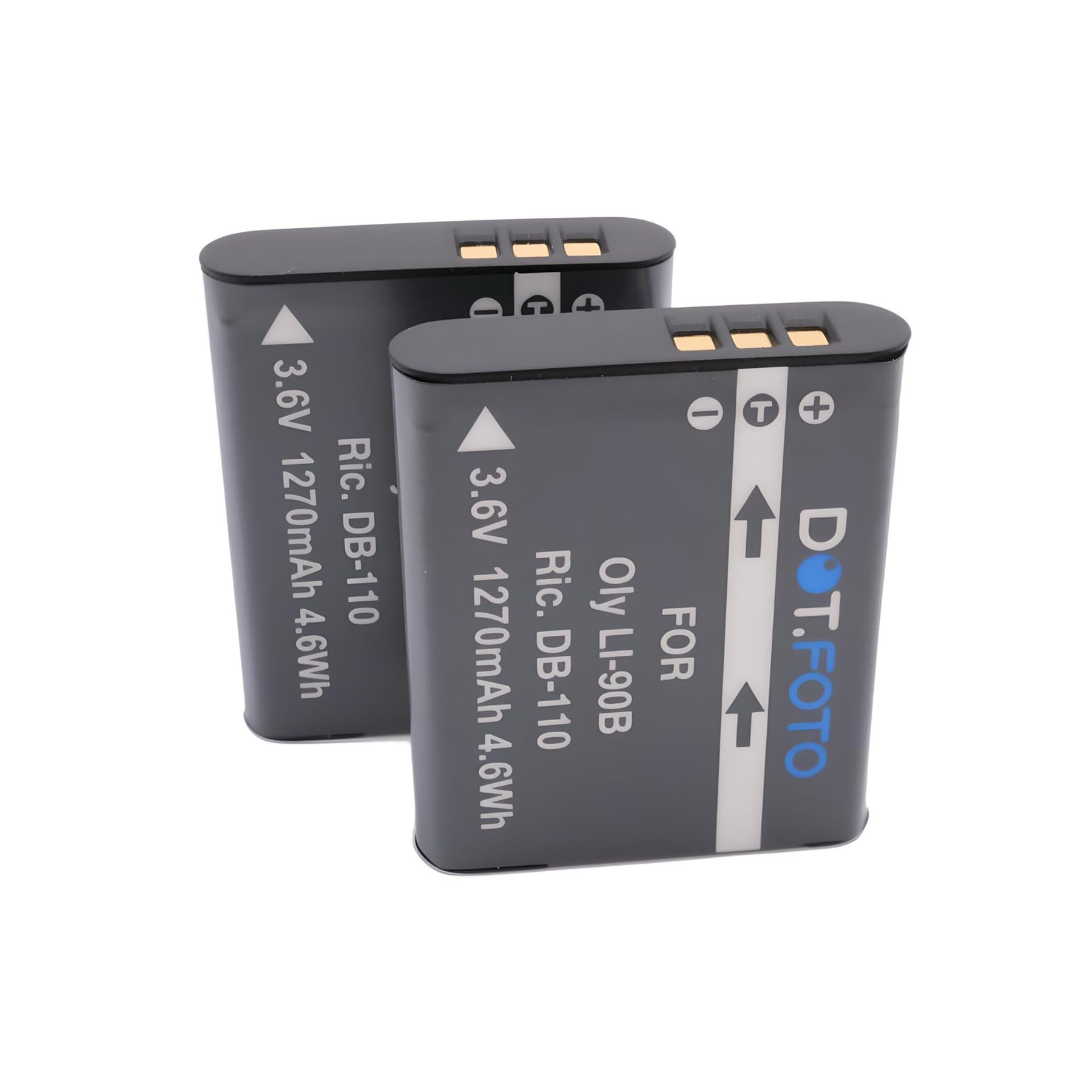 2 x Dot.Foto LI-90B, LI-92B Premium 3.6v / 1270mAh Rechargeable Battery for Olympus SH-50, SH-60 / TG-6, TG-5, TG-4, TG-3, TG-2, TG1 / XZ-2 / DS-2600, DS-9000, DS-9500