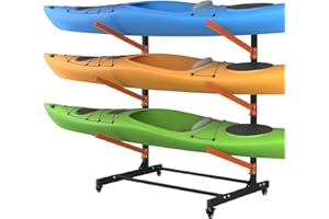 BTRAM Kayak Storage Rack, Heavy Duty Freestanding Sup Storage Stand, Storage Rack for Kayaks, SUPs, Canoe and Paddleboard for Indoor, Outdoor, Garage, Shed, Dock…(Wood)
