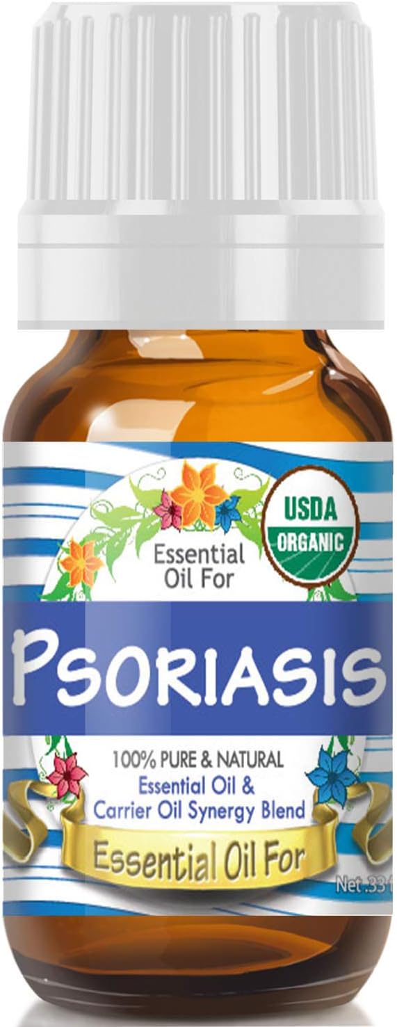Essential Oil for Psoriasis (USDA Organic - 100% Pure) Unique Blend of Essential Oils Recomended by Aromatherapists for Aromatherapy - 10ml