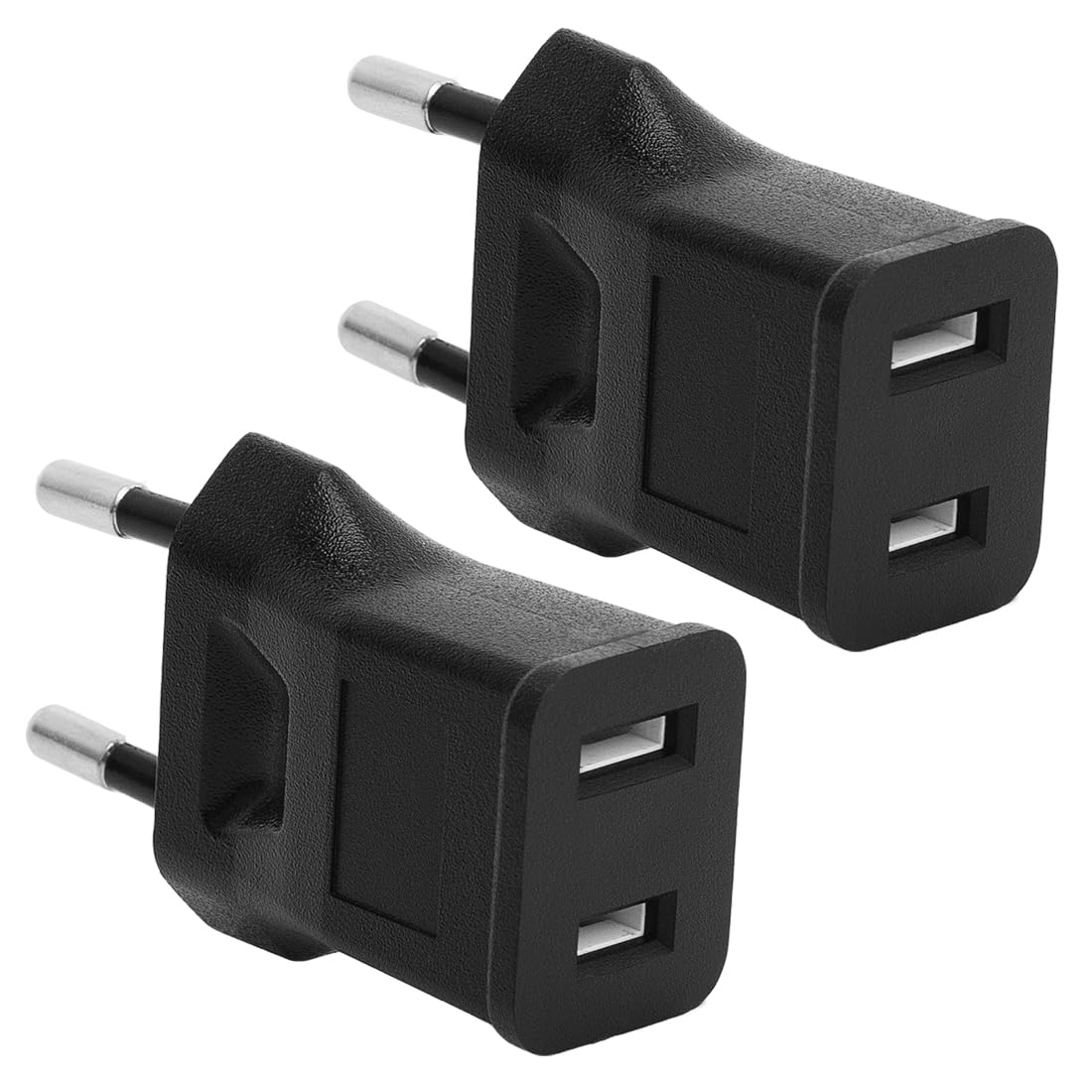 Photo 1 of (2Pack) Europe 2 Pin Male to USA Canada Japan 2 Pin Female AC Adapter, EU 2Pole Male to Nema 1-15R Female Ac Connector
