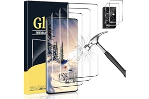 AFSKU 3+2 Pack Galaxy S21 Ultra Screen Protector + Camera Lens Protector, Full Clarity Coverage,9H Tempered Glass, Ultrasonic Fingerprint Support,Anti Bubble,3D HD Curved for Samsung Galaxy S21 Ultra 5G (6.8Inch)