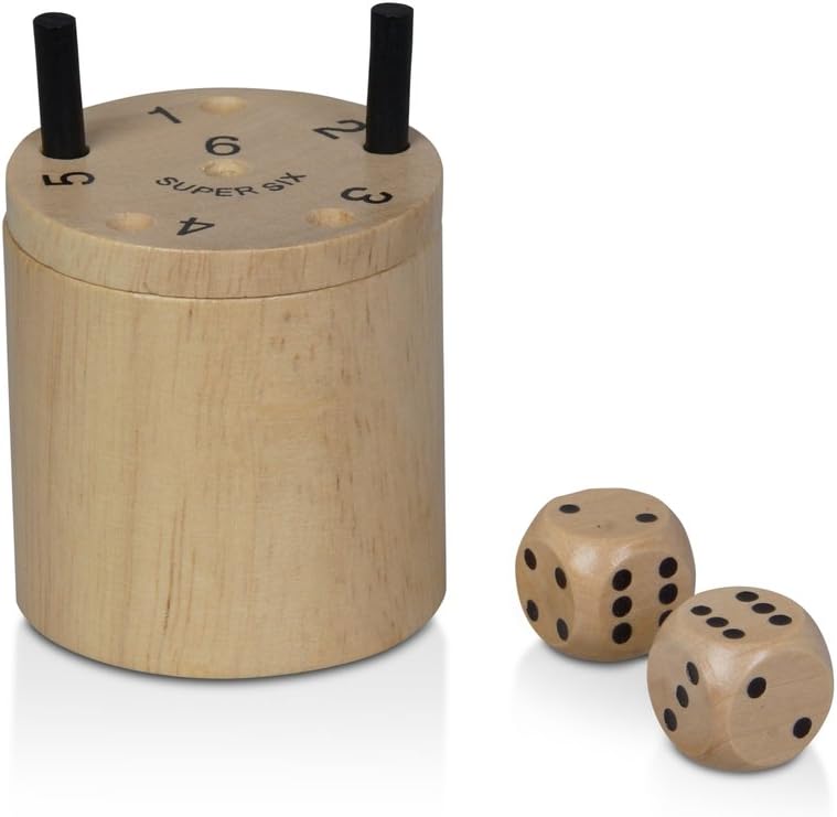 BestSaller 3030 Bestsaller Wooden Super Six Travel Game, 5 X 5 cm, Nature, Ø 5 cm