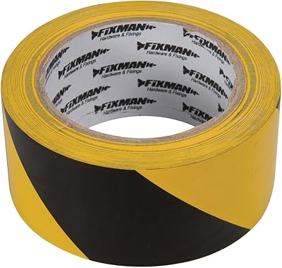 FIXMAN Hazard Warning Tape 50mm x 33m Black Yellow Floor Safety Marking