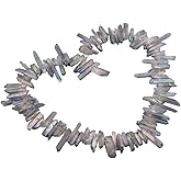mookaitedecor Titanium Coated Rock Crystal Quartz Crystal Points Loose Beads Sticks Spikes Top Drilled 15 inches Strand