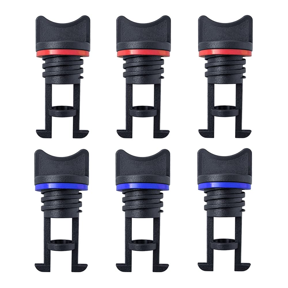 Modixun 6pcs Nylon Kayak Drain Plugs Thread Drain Plugs, Kayak Plugs with Rubber Gasket for Kayak Dinghy Canoe Boat, Red+Blue