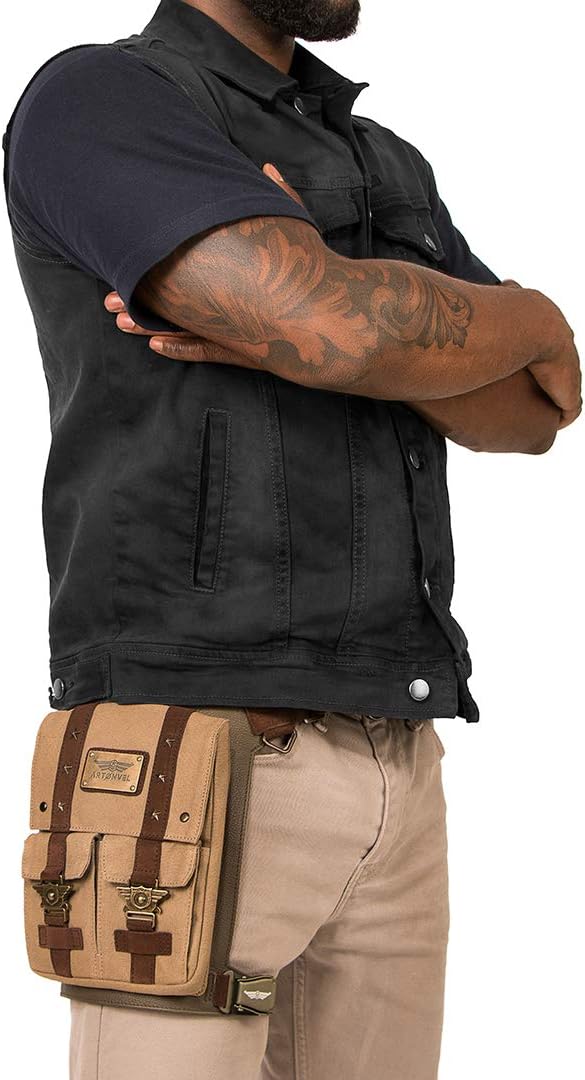 Imperm/&eacute;able /& L/&eacute;ger Sacoche Ajustable Sacoche de Jambe Moto Military Cuir de Vachette Pleine Fleur Vintage /& Cuir Velours Garantie 3 Ans Ergonomique ARTONVEL Durable