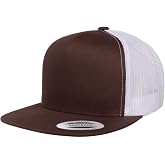 Yupoong 5-Panel YP Classic Trucker Cap | High Profile Flat Visor Snapback | Structured Crown, Hard Buckram, Plastic Snap Closure, Flat Bill, Reinforced Stitching, Bulk Packs Available
