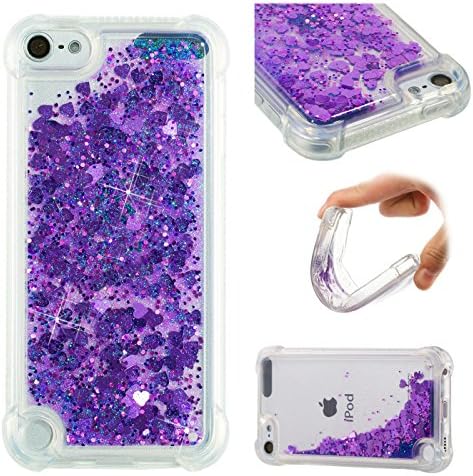Liquid Case for iPod Touch 5th/6th Generation, Silicone Durable Case Cover Liquid Glitter Soft Transparent Clear TPU Crystal Gel Scratch Resistant for iPod Touch 5/6,Hancda Silicone Glitter Sparkle 3D Flowing Liquid Bling Shiny Anti Drop Shockproof Back Skin Shell Elegant Flexible Protective Cover for iPod Touch 5th/6th Generation - Dark Purple