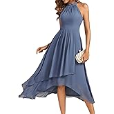 Ever-Pretty Women's Elegant Halter A-Line Pleated Chiffon Hi-Lo Wedding Guest Dresses 31927