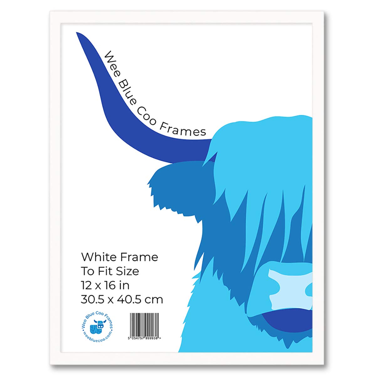 Wee Blue Coo 12x16 White Wooden Picture Frame 12 x 16 Inch (30.5 x 40.7cm) Acrylic Safety 'Glass' Photo Frame