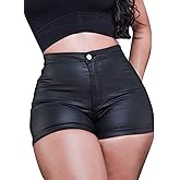 Zebaexf Black Leather Shorts High Waist Sexy Legging Shorts Womens Casual Faux Leather Shorts