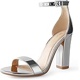 Ankis White Heels Wedding Shoes for Bride Women Chunky Heels Pearl High Heels Heeled Sandals 4 Inch