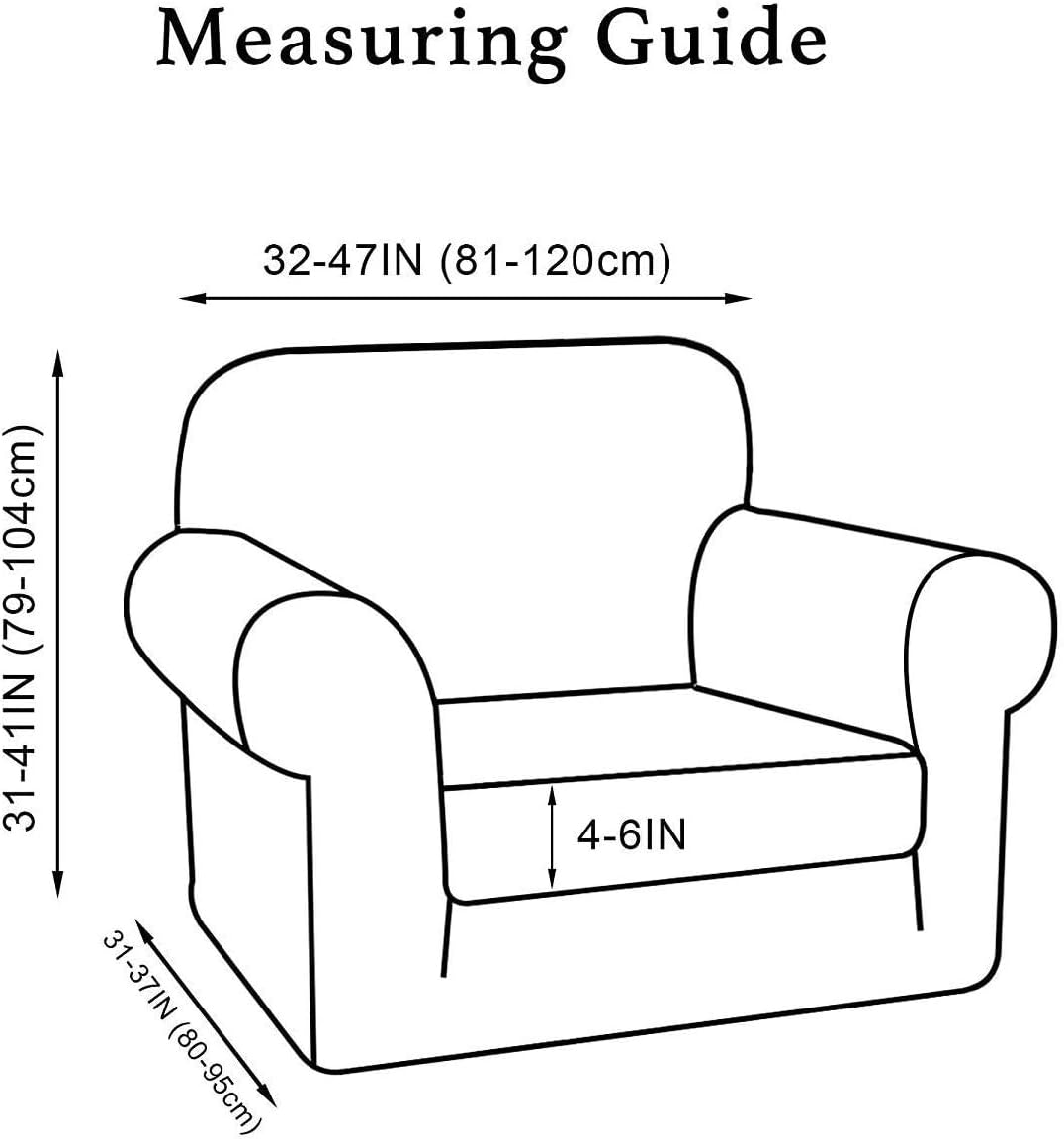 Turquoize 2 Piece Stretch Sofa Covers Chair Cover Couch Covers Slipcovers Including Base Cover and Individual Seat Cushion Covers, Thick Jacquard Customized Fitting (Small, Dove): Kitchen & Dining