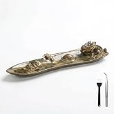 MENORISK Chinese Dragon Ceramic Incense Holder for Sticks | with Tweezer & Brush, Zen Home Decor, for Meditation, Yoga, or Tea Ceremony