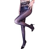 FEOYA Women See Through Long Skinny Tight Pants Sheer Trousers Leggings Sheer High Waist Silky Tights